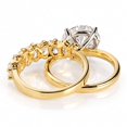 thumbnail image 4 of vylahjewellery Two Tone Solitaire Oval Cut Moissanite Engagement Ring Set 14K Yellow Gold Vermeil Wedding Ring Half Eternity Wedding Band, Anniversary & Birthday Gift for Her, 4 of 8