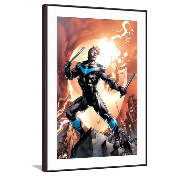 DC Comics Nightwing - Fire Canvas Wall Poster, 22.375" x 34"