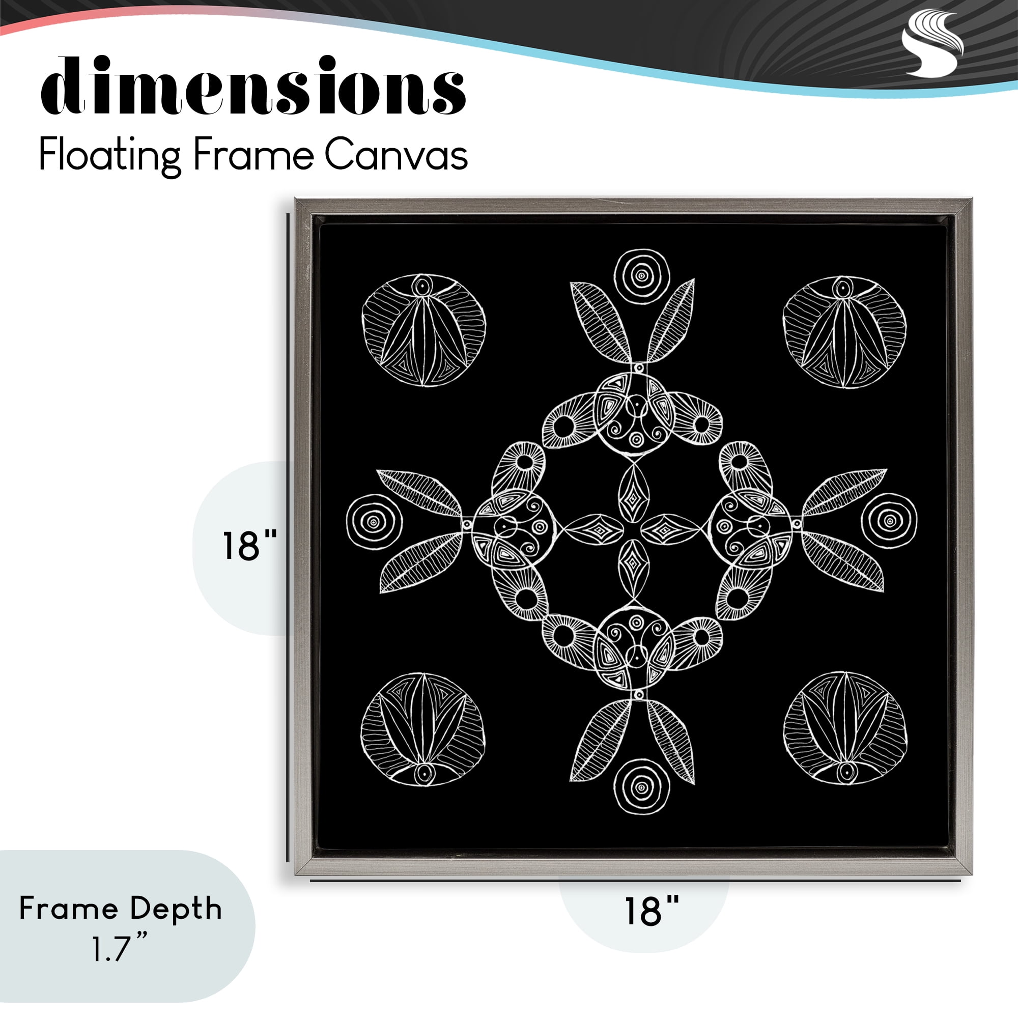 Stupell Industries Circular Symmetry Elementals Gray Framed Floater Canvas Wall Art, design by El Perkin