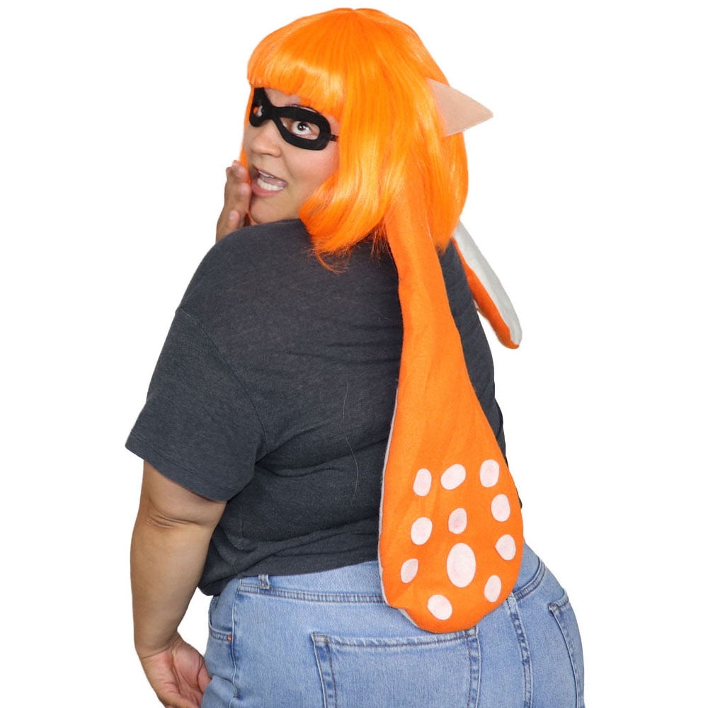 HPO Adult Women’s Gaming Ink Wig and Ears with Eye Mask| Wefted Cap Design| Synthetic Fiber