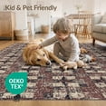 thumbnail image 4 of ODIKA Grid Distressed Farmhouse Checkered Motif Vintage Border Primitive Flowing Pet Friendly & Kids Safe Play for Playroom, Bedroom, Reading Nook, 4 of 7