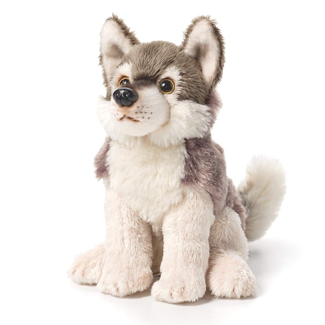 Puf de peluche de peluche DEMDACO Little Silver Grey Wolf