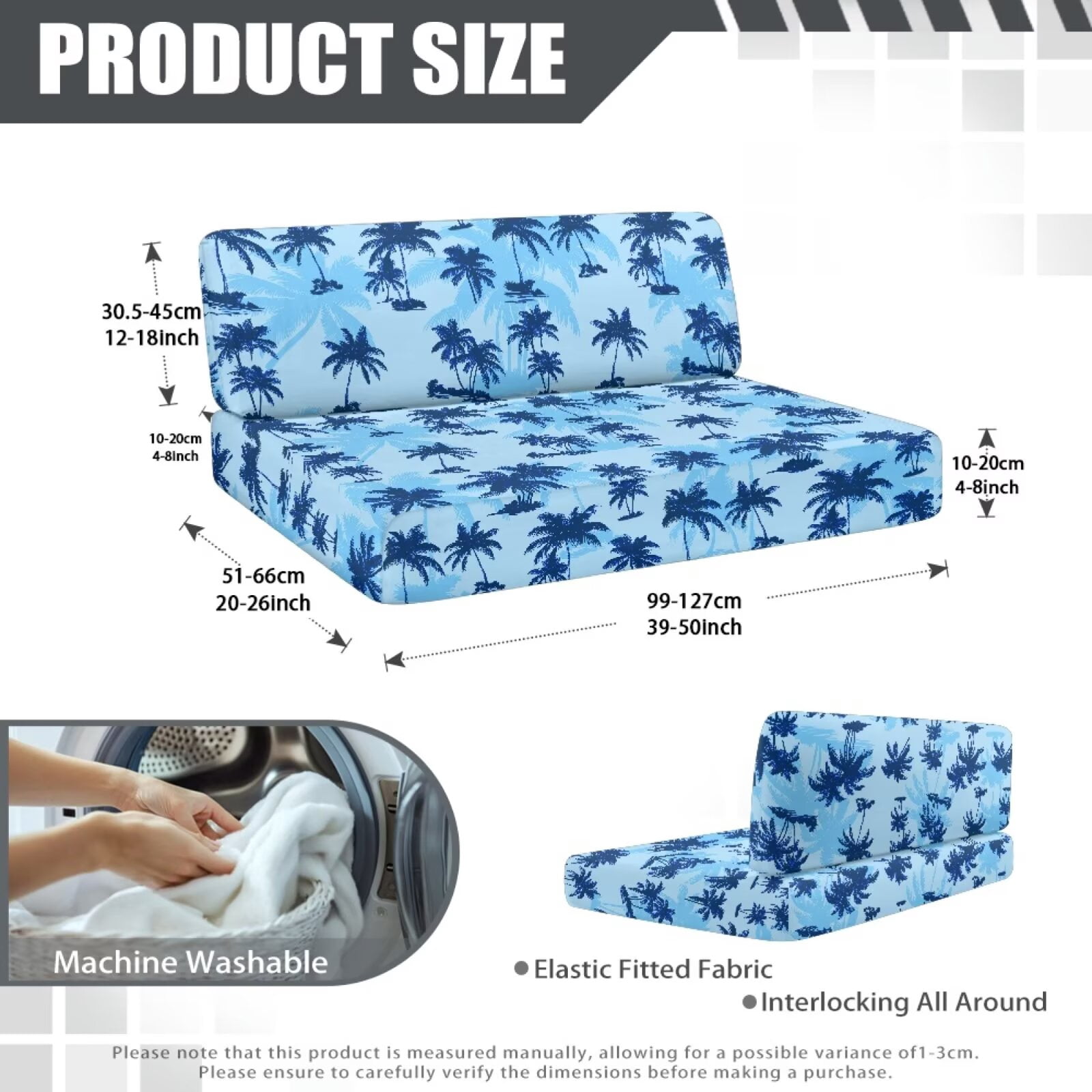 Uorisanigo Blue RV Dinette Cushion Covers, Stretch Coconut Tree Camper Dinette Seat Cover, Replacement RV Seat Cover, Cushion Slipcovers for Camper Include 1 Backrest & 1 Bench Covers