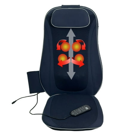 Shiatsu Back Massager with Heat, 3D Kneading Neck & Back Massage Cushion, Hip Vibration for Full Body Relax, Ideal for Office Car Home, Dark Blue