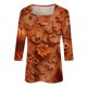 thumbnail image 3 of Camisa para mujer, moda informal, cuello cuadrado, manga 3/4, suelta, camiseta estampada de Halloween, top para mujer, 3 of 4