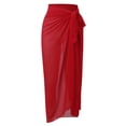 thumbnail image 7 of HNMKIU Swimsuit Coverup Long Flowy Sarong Wrap Skirt Lightweight Chiffon Beach Cover for Womens Swimsuits 01_Red，A, 7 of 7