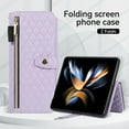 thumbnail image 6 of TECH CIRCLE Galaxy Z Fold 5 Case, Luxury Fashion PU Leather Shockproof Protective Case Magnetic with Shoulder/Wrist Strap Zipper S Pen Holder Wallet Cover for Samsung Galaxy Z Fold 5 7.6" 2023, Purple, 6 of 7