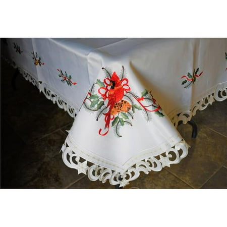 

Sinobrite H9148-68x68 68 x 68 in. Cardinal & Pine Cone on Branches Tablecloth