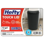 Hefty Kitchen Trash Can, 12.8 Gallon Plastic Touch Top Garbage Bin with Push Button Lid, Black