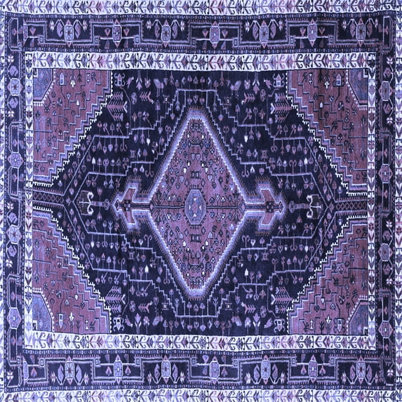 Ahgly Company Machine Washable Indoor Square Persian Blue Traditional Area Rugs, 4' Square