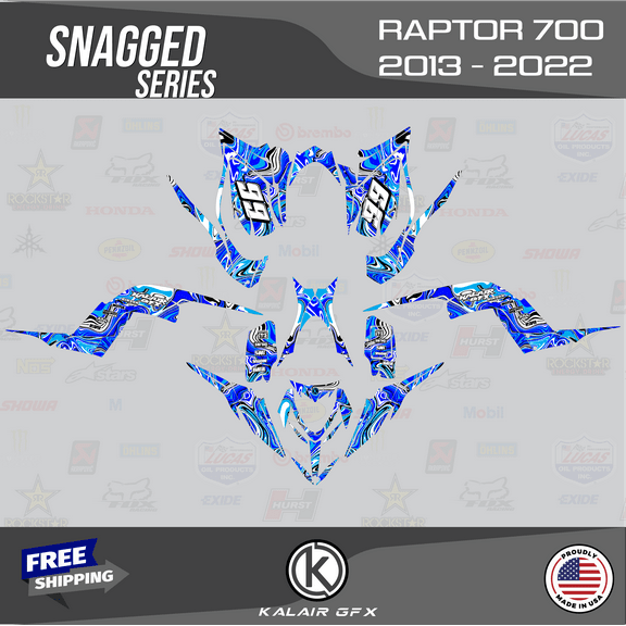 Kalair GFX Graphics Kit for Yamaha ATV RAPTOR 700 (2013-2022) Snagged Series