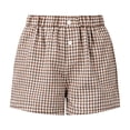thumbnail image 4 of Mifsaly Girls Plaid Casual Shorts Toddler Kids Comfort Elastic High Waisted Lounge Shorts Soft Breathable Summer Vacation Clothes with Pockets, 4 of 6