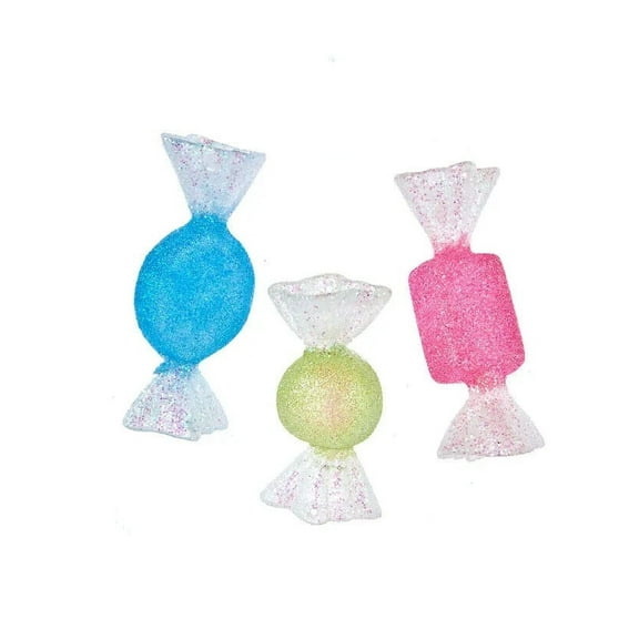 Set of 3 BLUE, GREEN, & PINK Glittered Candy Christmas Decorations by Kurt Adler