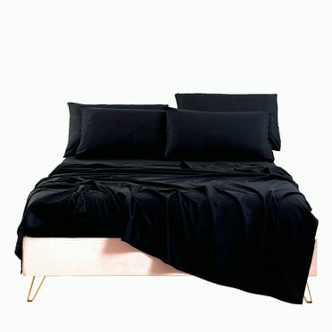 CoolBreeze SilkySoft Queen Sheet Set - Breathable Microfiber Bedding - Deep Pocket 1800 Series - Black 4 Piece Bed Sheets - Ultra Soft Cooling Sheets