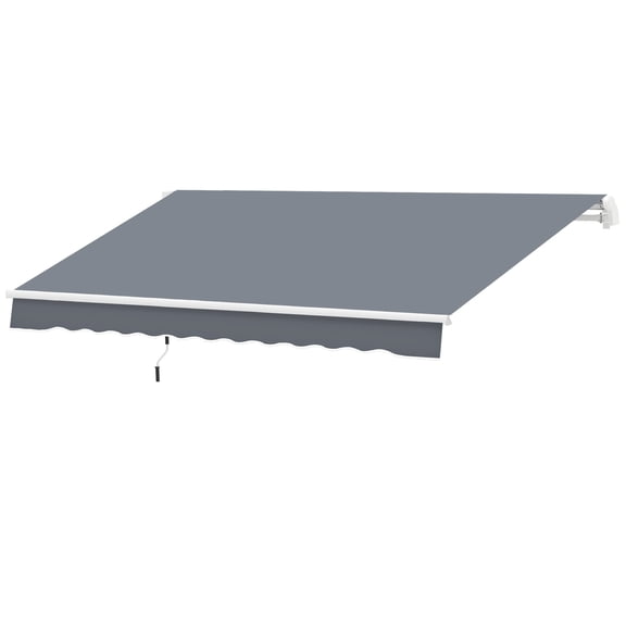 Homiyad 10' x 8' Patio Awning, Manual Retractable Sun Shade with UV Protection and Easy Crank Opening, Dark Gray