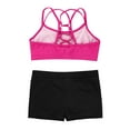 thumbnail image 4 of Yartina Big Girls 2-Piece Dance Gymnastics Sports Outfit Crisscross Back Crop Top with Booty Shorts Rose Red 10, 4 of 4