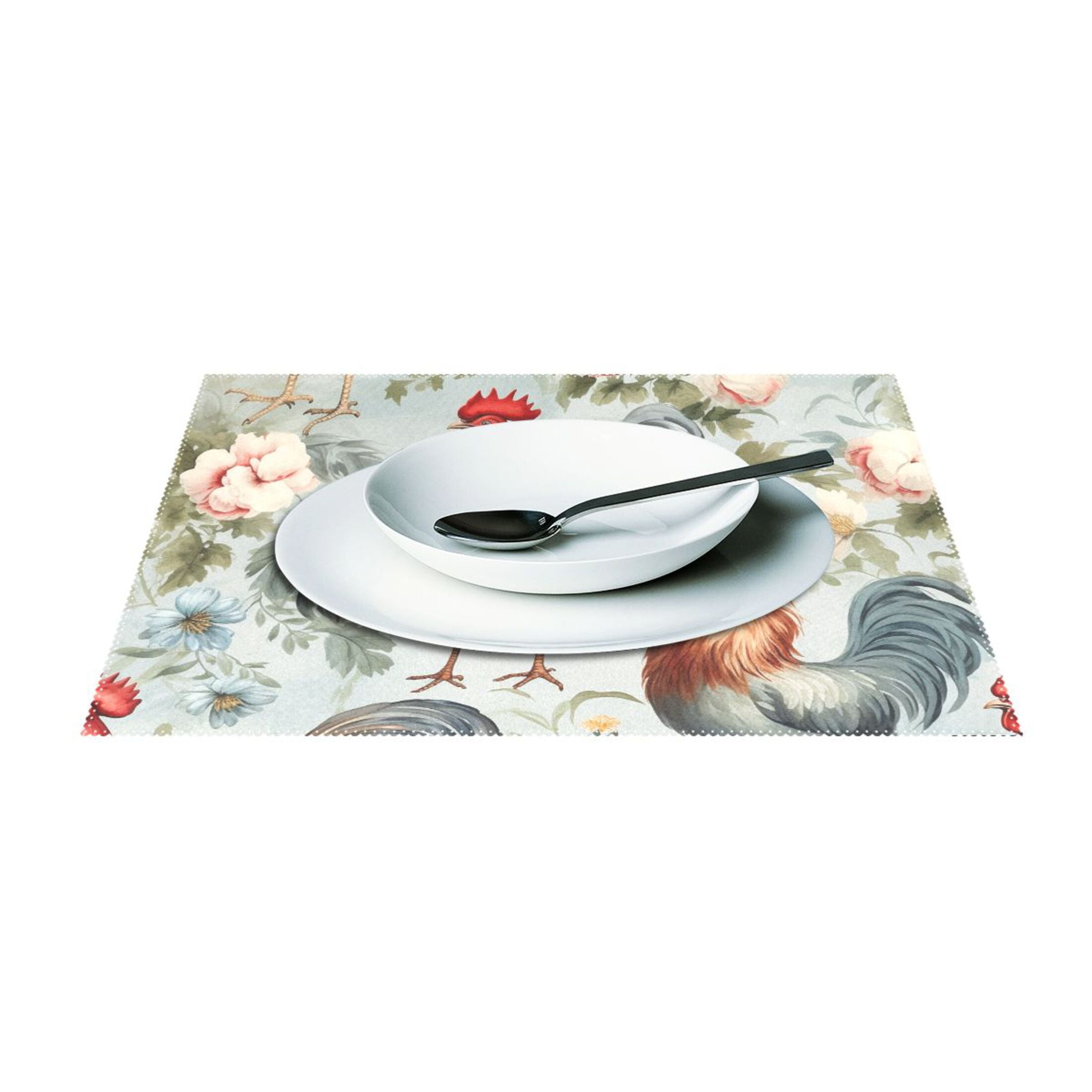 Chickens Flowers Leaves 12×18 inch Placemats Heat Resistant Washable Foldable Rectangular Placemats Set Decoration Indoor Outdoor for Kitchen Dining Table 6PCs