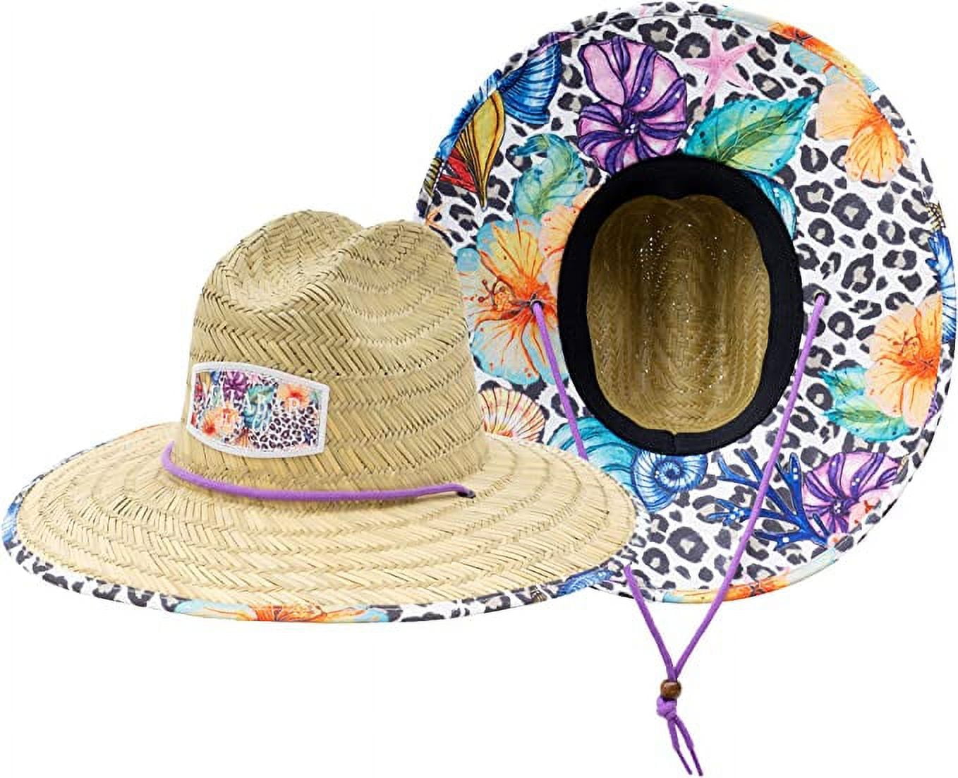 Hibiscus Fabric Pattern Print Straw Sunhat Men & Women