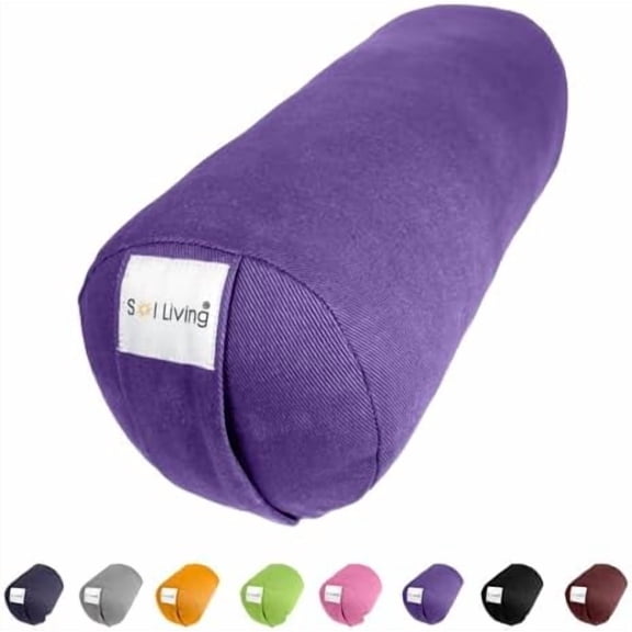 Yoga Bolster Pillow for Restorative Yoga Meditation Bolster 100% Cotton Cylindrical Meditation Cushion Firm Cushion Bolster Washable Cover for Balance Support Asana Poses