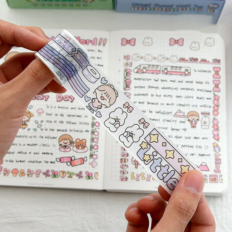 1 Set Hand Account Tape Cartoon Self Adhesive Washi DIY Sticker Paper Tape  for Home Beige Washi 