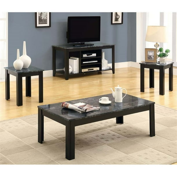 Monarch 3 Piece Table Set Black Grey Com Monarch 3 Piece Table Set Black Grey, Monarch Specialties 3 Piece Coffee Table Set