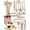 23 Piece Beige and Gold, variant on 8-Piece Gold and Beige Kitchen Utensils Set – Stainless Steel Cooking Gadgets with Whisk, Tongs, Pizza Cutter, Garlic Press, Peeler, Scoop, Grater, and Can Opener
