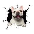 thumbnail image 3 of Pegatinas 3D con diseño de cachorro y ventana rota para coche, decoración de motocicletas, simulación de bulldog francés, calcomanías de vinilo impermeables para ventanas traseras de automóviles, 3 of 5