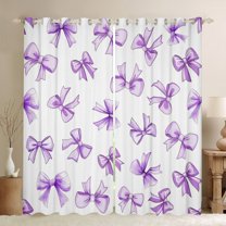 Feelyou Girly Purple Bowknot Curtains Pack of 2 (42x84 Each), Cartoon Princess Bowknot Curtains Blackout, Teen Boy Girl Kid Bedroom Curtains, Blackout Curtains Home Decor