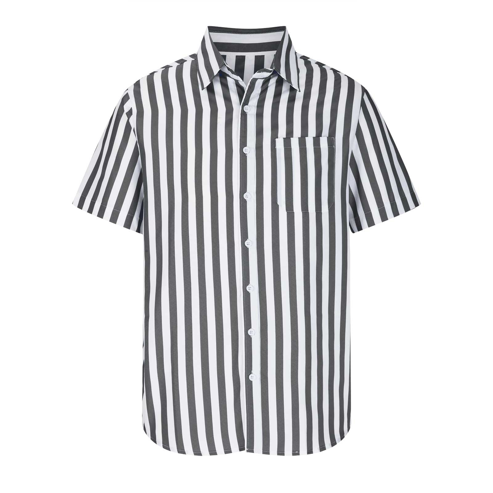 YYDGH Mens Striped Button Down Dress Shirts Short Sleeve Summer ...
