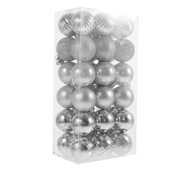 Worgeous 36Pcs Tree Balls Hanging Silver Gold Round PVC for Christmas Celebration