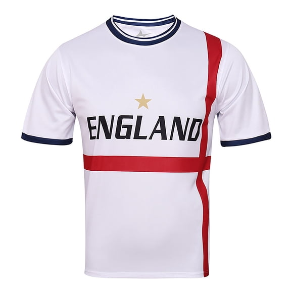EliteGoogv Mens England Soccer Jersey Style T Shirt Cup Short Sleeve Football Fan Shirt For International Supporters Summer Casual Top White M