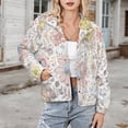 thumbnail image 3 of Jackets for Women Winter Coat Jackets Flannel Stand Collar Jacket(Pretty Floral White Pattern Design,Size:S-4XL), 3 of 7