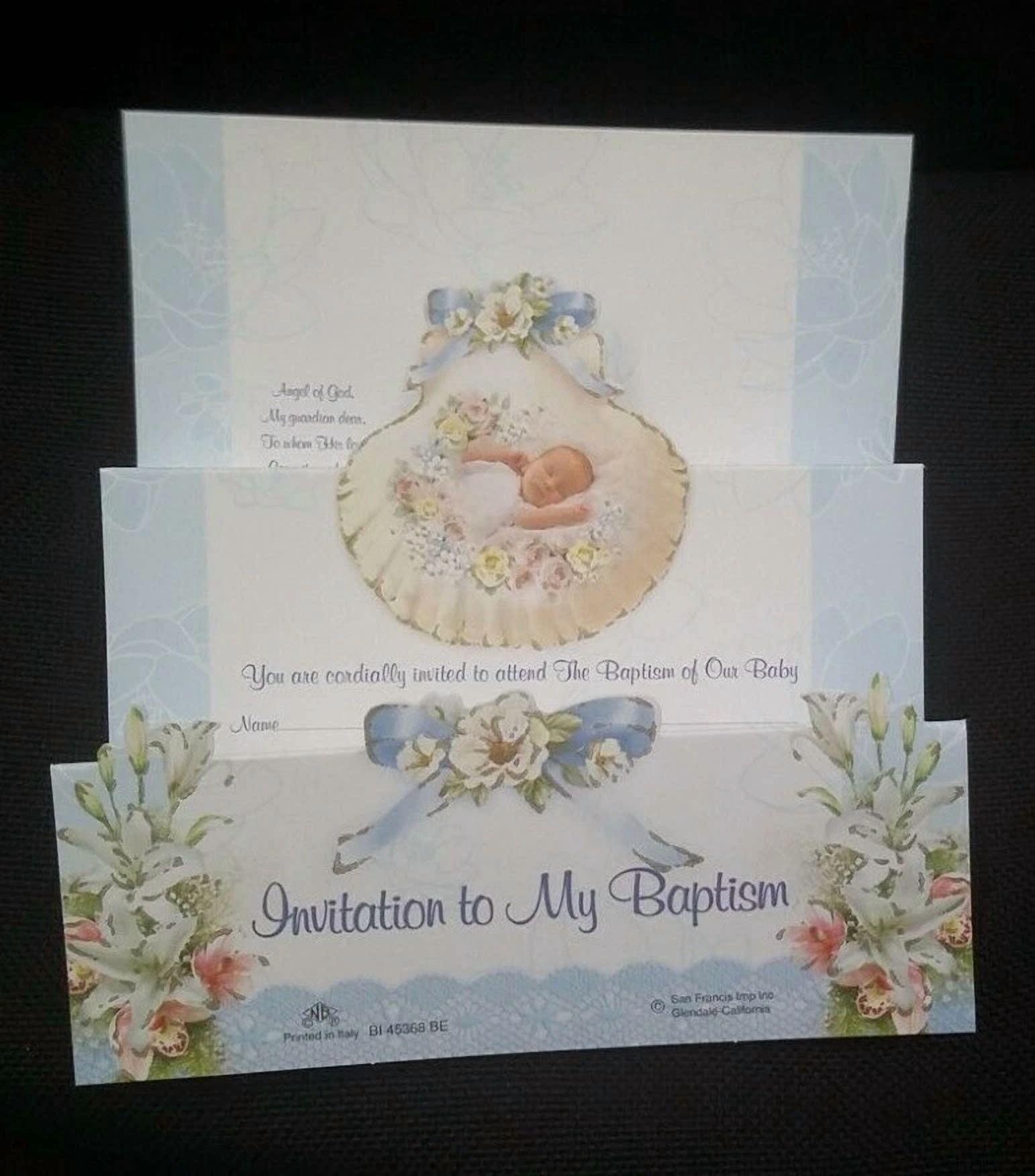 BUTTERFLY- Baptism, Christening Invitations, Party Favors, Boy, English, Invitaciones