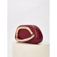 thumbnail image 3 of Women's Burgundy Clutch Purse with Gold Ring Handle Elegant Evening Handbag, 3 of 5
