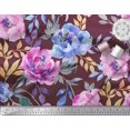 thumbnail image 3 of Soimoi Red Rayon Crepe Fabric Leaves & Floral Print Fabric by Yard 46 Inch Wide, 3 of 3
