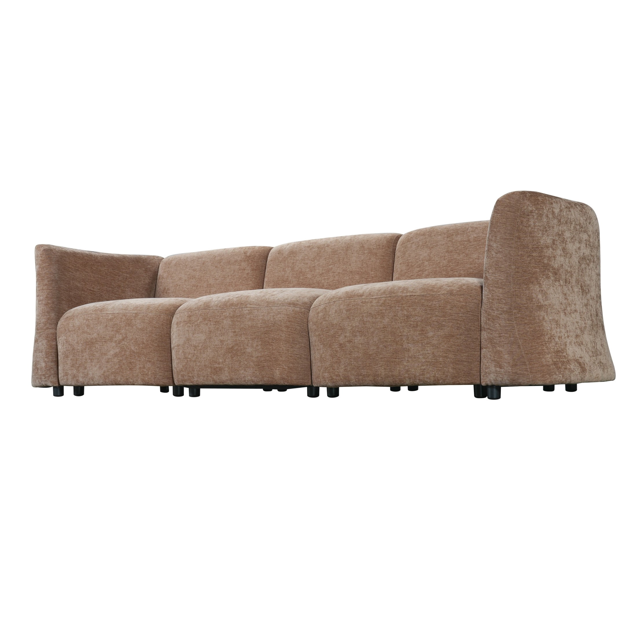 Christopher Knight Home 111" Modern Curved 3-Seater Sofa, Low Profile Upholstered Couch, Mocha