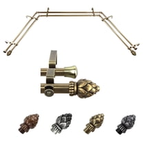 Alonzo 13/16" Bay Window Double Curtain Rod 20"-36", 38"-72" - Antique Brass