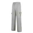 thumbnail image 4 of Men's Casual Cargo Sweatpants - Fleece Loose Fit Open Bottom with Pockets Drawstring Waist Athletic Pants for Men's Daily Wear​ Light Gray XL, 4 of 7