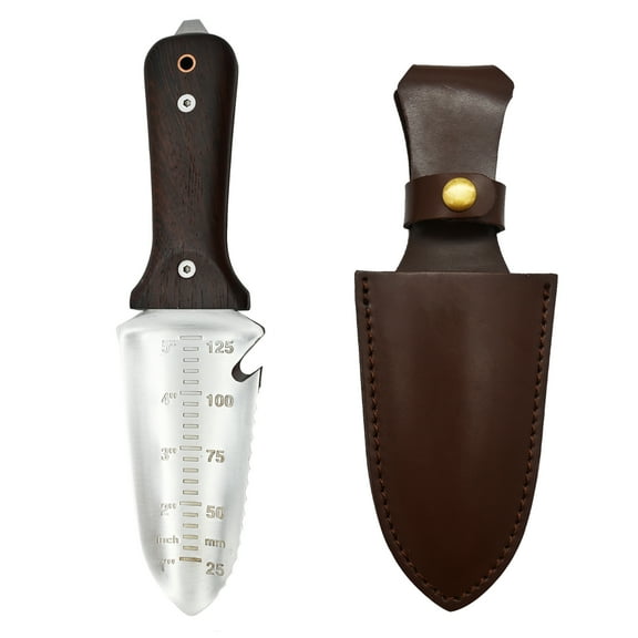 TONMA Hori Hori Garden Knife [Made in Japan] Heavy Duty Stainless Steel Japanese Hori Knife with Sheath Garden Tools, Natural Wenge Wood Handle, Full Tang, 5.5-Inch Blade