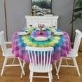 thumbnail image 2 of Pink Tie Dye Petal Mandala Pattern Round Tablecloth 60"x60",Wrinkle Wipeable Table Cloth for Kitchen Dining Room Picnic Patio Party, 2 of 6