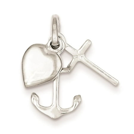 Anchor & Heart Polished Charm Pendant 925 Sterling Silver