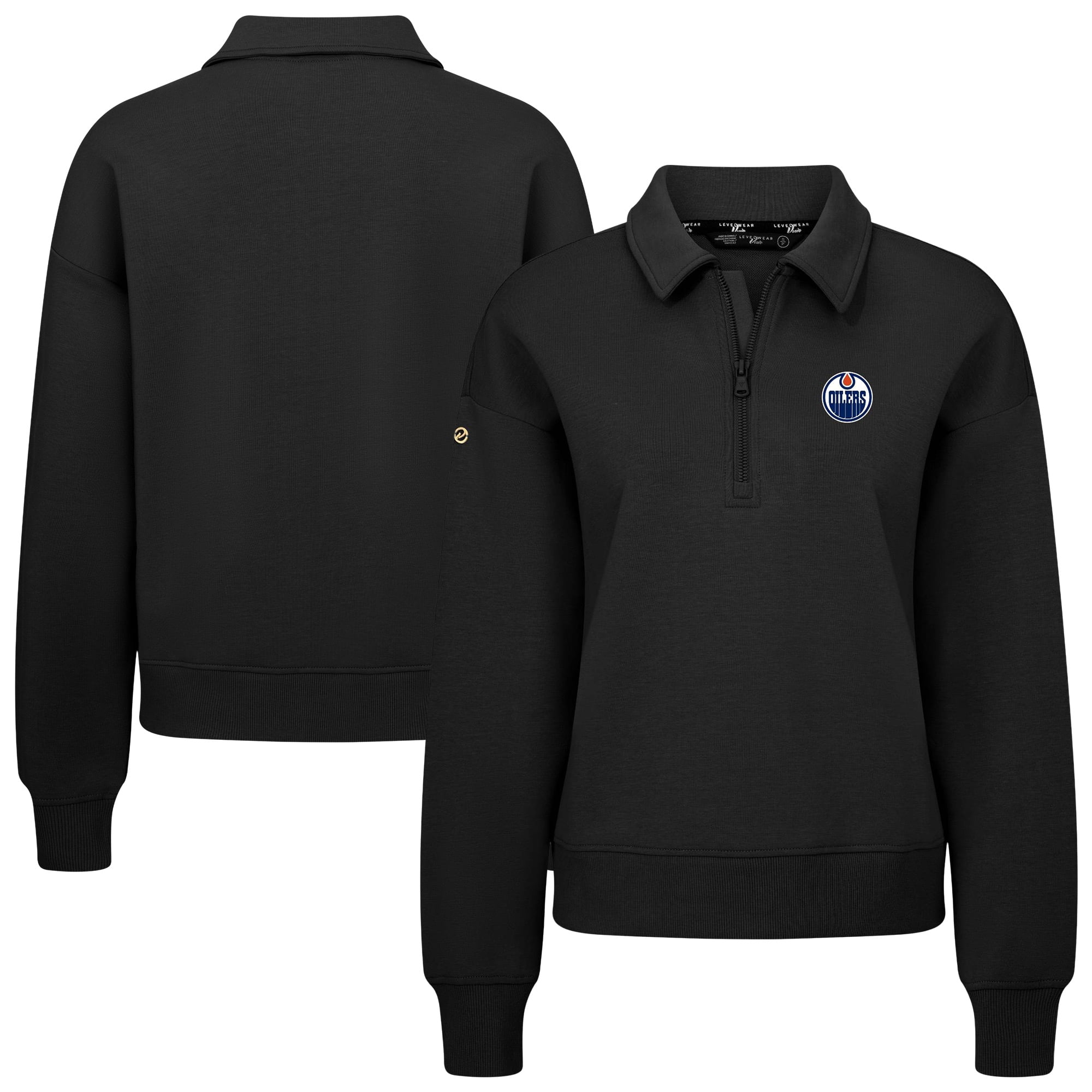 Women's Levelwear Black Edmonton Oilers Canmore Quarter-Zip Pullover