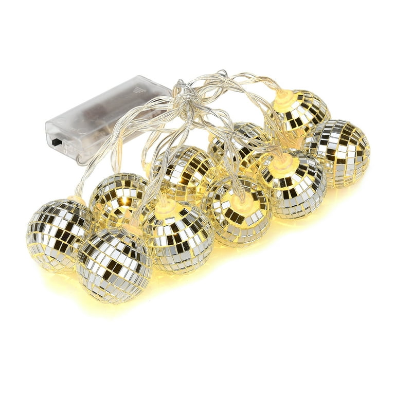 LED Disco String Lights Decorations,Mini Disco Balls Tree Ornament Light  Battery Operated Disco Balls For Christmas 
