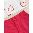 thumbnail image 6 of Toddler Baby Boy Valentines Day Outfits Short Sleeve Heart Print Shirt + Shorts Set, 6 of 8