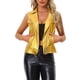 thumbnail image 1 of Chaleco de Cuero Sintético Allegra K para Mujeres Sin Mangas con Solapa Moto Chaqueta de Motociclista Biker Dorada M, 1 of 5