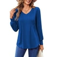 thumbnail image 3 of Fantaslook Long Sleeve Shirts for Women Fall Tops Dressy Casual Blouses Pleated V Neck Tunic Tops, 3 of 8