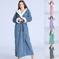 thumbnail image 1 of Meichang Long Plush Robe for Women Hooded Fleece Long Sleeve Winter Textured Bathrobe Cozy Fluffy Kimono Robes Soft Fuzzy Lounge Robe, 1 of 7