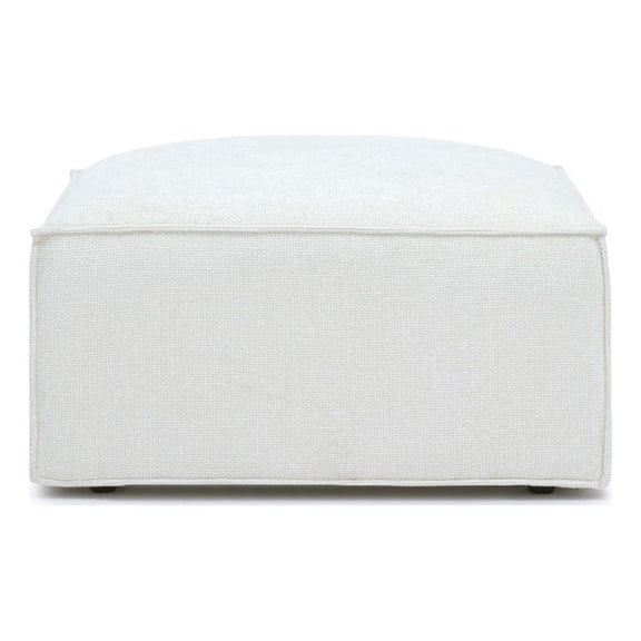 Pemberly Row Contemporary Cream Chenille Basketweave Ottoman