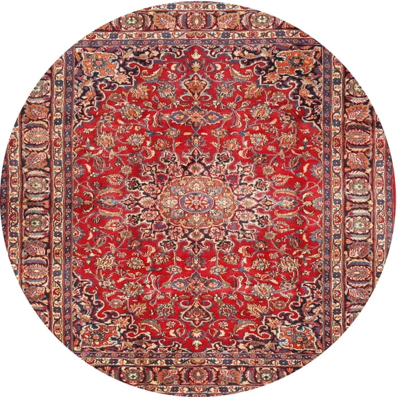 Ahgly Company Indoor Round Traditional Light Copper Gold Persian Area Rugs, 4' Round