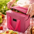 thumbnail image 6 of Pink Portable Cooler Carrier, Insulated Lunch Bag, Picnic Bag, Tote Bag with Lunch Compartment, Thermal Bag, 10X10X5.5 in Zippered Oxford Fabric Handbag, Reusable Leak-Proof Lunch, 6 of 7